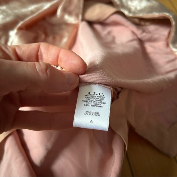 ALC Sz 6 NWT Blaise Dusty Pink Velvet Chocker Relaxed Party Blouse - Picture 8 of 12